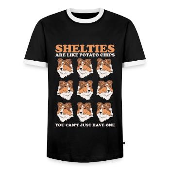 Sheltie Shetland Sheepdog Hund Geschenk - Männer Kontrast-T-Shirt - Schwarz/Weiß - Vorne - AI Model Female 172 light (172cm) & AI Model Male 178 light (178cm)