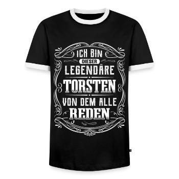 Ich bin dieser legendäre Torsten - Männer Kontrast-T-Shirt - Schwarz/Weiß - Vorne - AI Model Female 172 light (172cm) & AI Model Male 178 light (178cm)