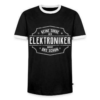 Der Elektroniker macht das schon - Männer Kontrast-T-Shirt - Schwarz/Weiß - Vorne - AI Model Female 172 light (172cm) & AI Model Male 178 light (178cm)