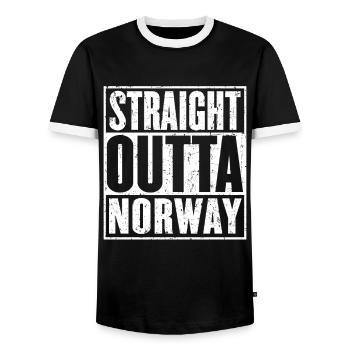 Straight Outta Norway Vintage - Men's Ringer Shirt - black/white - Front - AI Model Female 172 light (172cm) & AI Model Male 178 light (178cm)
