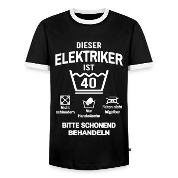 40. Geburtstag Elektriker Lustig 40 Jahre - Männer Kontrast-T-Shirt - Schwarz/Weiß - Vorne - AI Model Female 172 light (172cm) & AI Model Male 178 light (178cm)