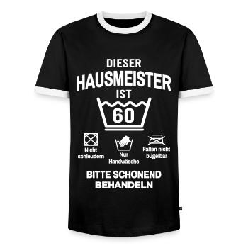 Hausmeister 60. Geburtstag Facility Manager - Männer Kontrast-T-Shirt - Schwarz/Weiß - Vorne - AI Model Female 172 light (172cm) & AI Model Male 178 light (178cm)