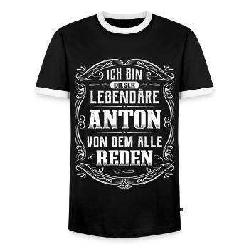 Ich bin dieser legendäre Anton - Männer Kontrast-T-Shirt - Schwarz/Weiß - Vorne - AI Model Female 172 light (172cm) & AI Model Male 178 light (178cm)