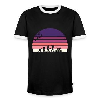 retro vintage sunset évolution NATATION - T-shirt contrasté Homme - noir/blanc - Devant - AI Model Female 172 light (172cm) & AI Model Male 178 light (178cm)