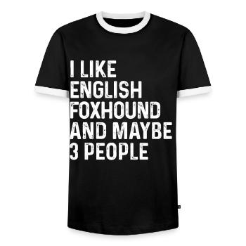 Ich mag English Foxhound und vielleicht 3-Personen-Hund - Männer Kontrast-T-Shirt - Schwarz/Weiß - Vorne - AI Model Female 172 light (172cm) & AI Model Male 178 light (178cm)