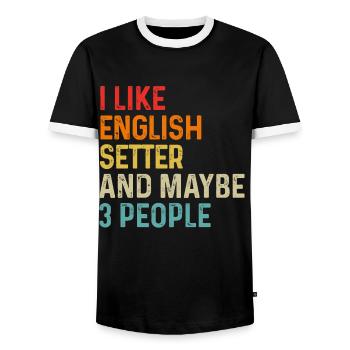 Ich mag englischen Setter und vielleicht einen 3-Personen-Hund - Männer Kontrast-T-Shirt - Schwarz/Weiß - Vorne - AI Model Female 172 light (172cm) & AI Model Male 178 light (178cm)