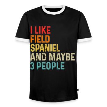 Ich mag Field Spaniel und vielleicht 3 Personen Hundeliebhaber - Männer Kontrast-T-Shirt - Schwarz/Weiß - Vorne - AI Model Female 172 light (172cm) & AI Model Male 178 light (178cm)