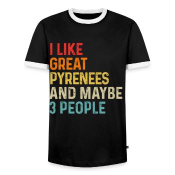 I Like Great Pyrenees And Maybe 3 People Dog - Men's Ringer Shirt - black/white - Front - AI Model Female 172 light (172cm) & AI Model Male 178 light (178cm)
