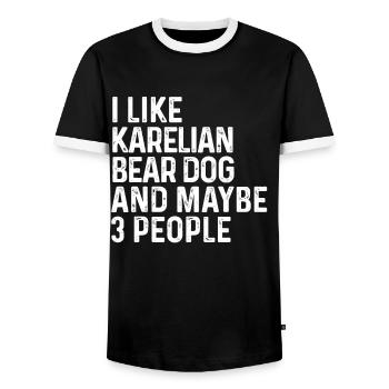 I Like Karelian Bear Dog And Maybe 3 People Dog - Men's Ringer Shirt - black/white - Front - AI Model Female 172 light (172cm) & AI Model Male 178 light (178cm)