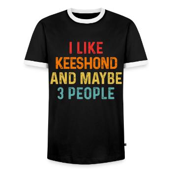 I Like Keeshond And Maybe 3 People Dog Lover - Men's Ringer Shirt - black/white - Front - AI Model Female 172 light (172cm) & AI Model Male 178 light (178cm)