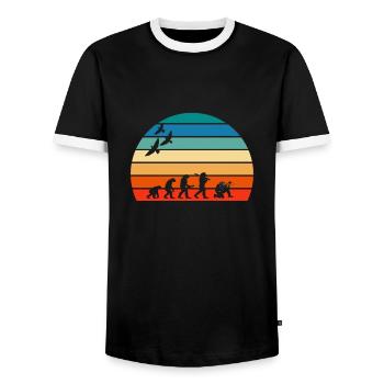 retro vintage sunset evolution PAINTBALL - Männer Kontrast-T-Shirt - Schwarz/Weiß - Vorne - AI Model Female 172 light (172cm) & AI Model Male 178 light (178cm)