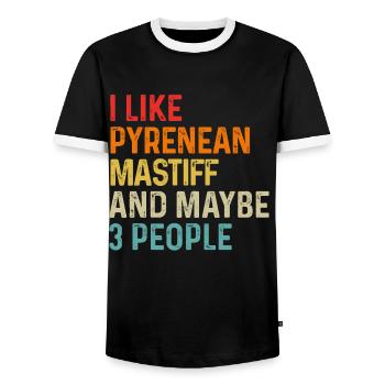 Ich mag Pyrenäen-Mastiff und vielleicht 3 Personen Hund - Männer Kontrast-T-Shirt - Schwarz/Weiß - Vorne - AI Model Female 172 light (172cm) & AI Model Male 178 light (178cm)