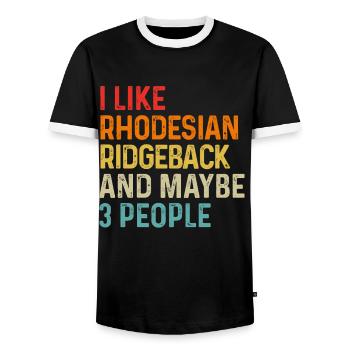 J’aime Rhodesian Ridgeback et peut-être 3 personnes Dog - T-shirt contrasté Homme - noir/blanc - Devant - AI Model Female 172 light (172cm) & AI Model Male 178 light (178cm)