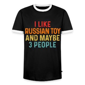 J’aime le jouet russe et peut-être 3 personnes amoureux des chiens - T-shirt contrasté Homme - noir/blanc - Devant - AI Model Female 172 light (172cm) & AI Model Male 178 light (178cm)