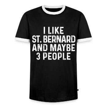 I Like St Bernard And Maybe 3 People Dog Lover - Men's Ringer Shirt - black/white - Front - AI Model Female 172 light (172cm) & AI Model Male 178 light (178cm)