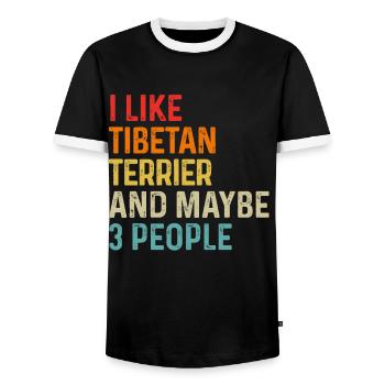 I Like Tibetan Terrier And Maybe 3 People Dog - Men's Ringer Shirt - black/white - Front - AI Model Female 172 light (172cm) & AI Model Male 178 light (178cm)