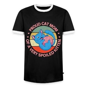 Cat Mom Kitten Cat Cat Owner Gift - Men's Ringer Shirt - black/white - Front - AI Model Female 172 light (172cm) & AI Model Male 178 light (178cm)