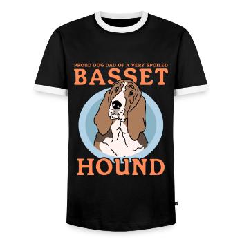 Basset Hound Papa Propriétaire de chien Propriétaire Cadeau - T-shirt contrasté Homme - noir/blanc - Devant - AI Model Female 172 light (172cm) & AI Model Male 178 light (178cm)