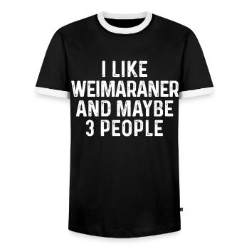 Ich mag Weimaraner und vielleicht 3 Personen Hundeliebhaber - Männer Kontrast-T-Shirt - Schwarz/Weiß - Vorne - AI Model Female 172 light (172cm) & AI Model Male 178 light (178cm)