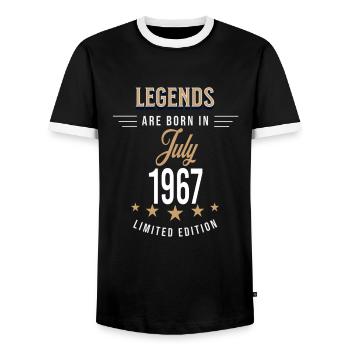 Legends werden im Juli 1967 geboren - Männer Kontrast-T-Shirt - Schwarz/Weiß - Vorne - AI Model Female 172 light (172cm) & AI Model Male 178 light (178cm)