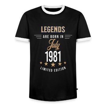Legends werden im Juli 1981 geboren - Männer Kontrast-T-Shirt - Schwarz/Weiß - Vorne - AI Model Female 172 light (172cm) & AI Model Male 178 light (178cm)
