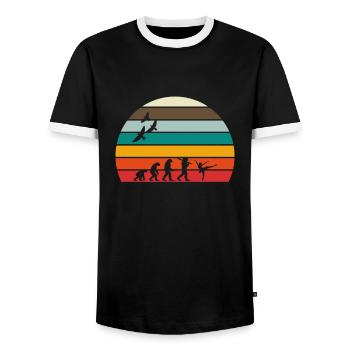 Retro Vintage Sunset Evolution FIGURE SKATING - Männer Kontrast-T-Shirt - Schwarz/Weiß - Vorne - AI Model Female 172 light (172cm) & AI Model Male 178 light (178cm)