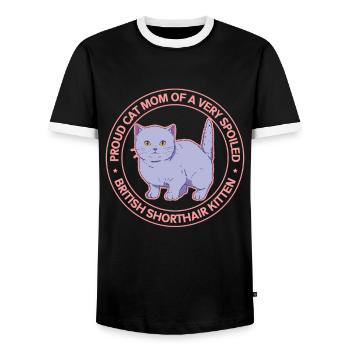 British Shorthair Mom Cadeau British Shorthair - T-shirt contrasté Homme - noir/blanc - Devant - AI Model Female 172 light (172cm) & AI Model Male 178 light (178cm)