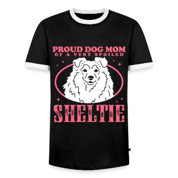 Sheltie Mom Shetland Sheepdog Hund Geschenk - Männer Kontrast-T-Shirt - Schwarz/Weiß - Vorne - AI Model Female 172 light (172cm) & AI Model Male 178 light (178cm)