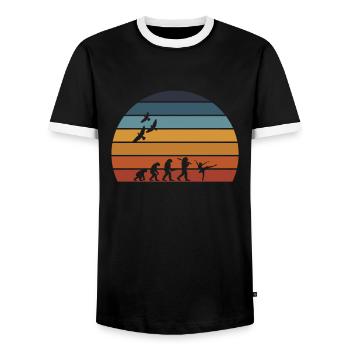 Retro Vintage Sunset Evolution FIGURE SKATING - Männer Kontrast-T-Shirt - Schwarz/Weiß - Vorne - AI Model Female 172 light (172cm) & AI Model Male 178 light (178cm)