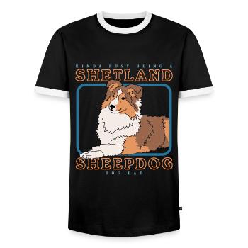 Shetland Sheepdog Dad Sheltie Hunde Geschenk - Männer Kontrast-T-Shirt - Schwarz/Weiß - Vorne - AI Model Female 172 light (172cm) & AI Model Male 178 light (178cm)