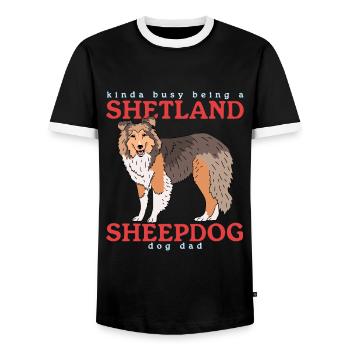 Shetland Sheepdog Dad | Sheltie Hunde Geschenk - Männer Kontrast-T-Shirt - Schwarz/Weiß - Vorne - AI Model Female 172 light (172cm) & AI Model Male 178 light (178cm)