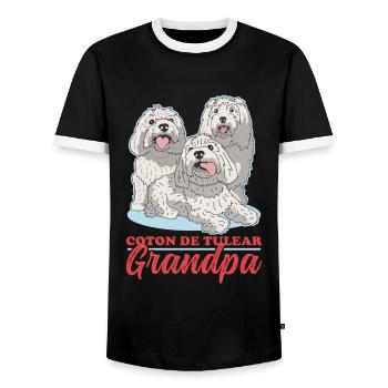 Coton de Tuléar Grand-père Propriétaire de Chien Cadeau - T-shirt contrasté Homme - noir/blanc - Devant - AI Model Female 172 light (172cm) & AI Model Male 178 light (178cm)