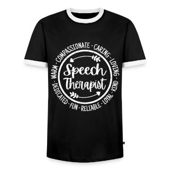Speech Therapist Vintage - Men's Ringer Shirt - black/white - Front - AI Model Female 172 light (172cm) & AI Model Male 178 light (178cm)