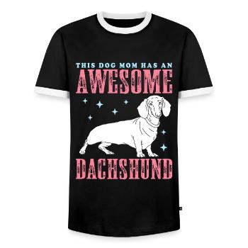 Dachshund Mom | Dackel Hundebesitzerin Geschenk - Männer Kontrast-T-Shirt - Schwarz/Weiß - Vorne - AI Model Female 172 light (172cm) & AI Model Male 178 light (178cm)