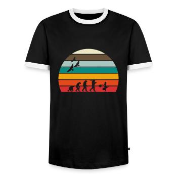 retro vintage sunset évolution shoping - T-shirt contrasté Homme - noir/blanc - Devant - AI Model Female 172 light (172cm) & AI Model Male 178 light (178cm)