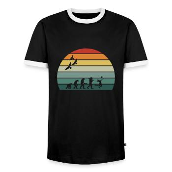 retro vintage sunset évolution VOLLEYBALL - T-shirt contrasté Homme - noir/blanc - Devant - AI Model Female 172 light (172cm) & AI Model Male 178 light (178cm)