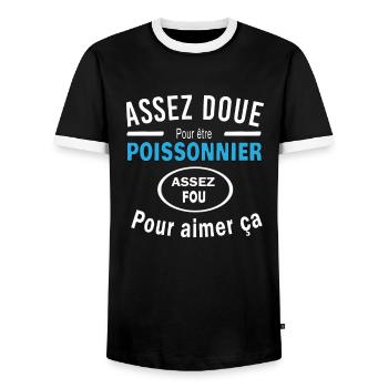 Assez doue pour etre POISSONNIER - T-shirt contrasté Homme - noir/blanc - Devant - AI Model Female 172 light (172cm) & AI Model Male 178 light (178cm)