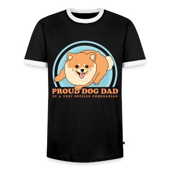 Pomeranian Dad Zwergspitz Hundehalter Geschenk - Männer Kontrast-T-Shirt - Schwarz/Weiß - Vorne - AI Model Female 172 light (172cm) & AI Model Male 178 light (178cm)