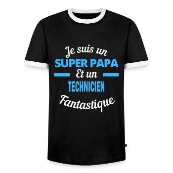 SUPER PAPA Fantastique TECHNICIEN - T-shirt contrasté Homme - noir/blanc - Devant - AI Model Female 172 light (172cm) & AI Model Male 178 light (178cm)