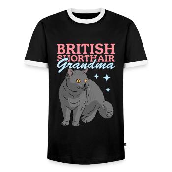 Grand-mère britannique à poil court | Cadeau maman chat - T-shirt contrasté Homme - noir/blanc - Devant - AI Model Female 172 light (172cm) & AI Model Male 178 light (178cm)