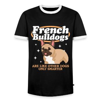 Französische Bulldogge | French Bulldog Geschenk - Männer Kontrast-T-Shirt - Schwarz/Weiß - Vorne - AI Model Female 172 light (172cm) & AI Model Male 178 light (178cm)
