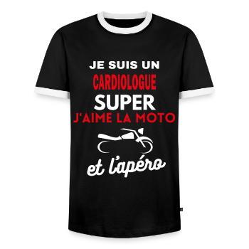 moto phrase drôle apéro CARDIOLOGUE citation - T-shirt contrasté Homme - noir/blanc - Devant - AI Model Female 172 light (172cm) & AI Model Male 178 light (178cm)