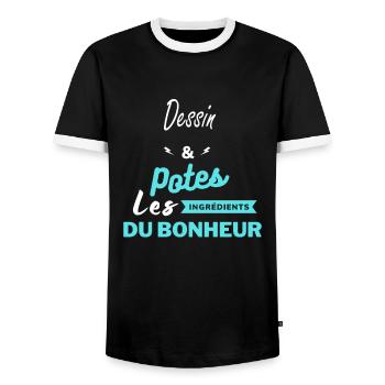 potes les ingrédients du bonheur Dessin - T-shirt contrasté Homme - noir/blanc - Devant - AI Model Female 172 light (172cm) & AI Model Male 178 light (178cm)