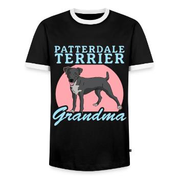 Patterdale Terrier Grandma Dog Owner Gift - Men's Ringer Shirt - black/white - Front - AI Model Female 172 light (172cm) & AI Model Male 178 light (178cm)