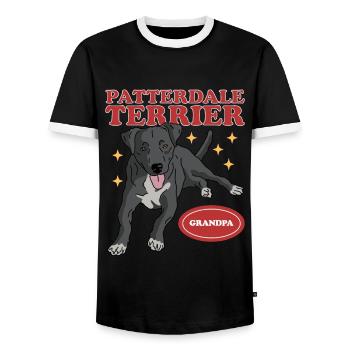 Patterdale Terrier Grandpa | Dog Owner Gift - Men's Ringer Shirt - black/white - Front - AI Model Female 172 light (172cm) & AI Model Male 178 light (178cm)