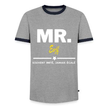 MR. souvent imité, jamais égalé Evjf - T-shirt contrasté Homme - gris/marine  - Devant - AI Model Female 172 light (172cm) & AI Model Male 178 light (178cm)