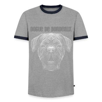 Bordeauxdogge Dogue De Bordeaux Hunde Geschenk - Männer Kontrast-T-Shirt - Grau/Navy  - Vorne - AI Model Female 172 light (172cm) & AI Model Male 178 light (178cm)