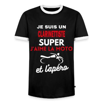 moto phrase drôle apéro CLARINETTISTE citation - T-shirt contrasté Homme - noir/blanc - Devant - AI Model Female 172 light (172cm) & AI Model Male 178 light (178cm)