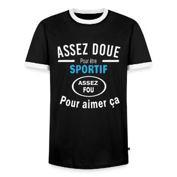 Assez doue pour etre SPORTIF - T-shirt contrasté Homme - noir/blanc - Devant - AI Model Female 172 light (172cm) & AI Model Male 178 light (178cm)