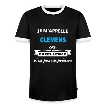 Je m'appelle excellence Clemens - T-shirt contrasté Homme - noir/blanc - Devant - AI Model Female 172 light (172cm) & AI Model Male 178 light (178cm)